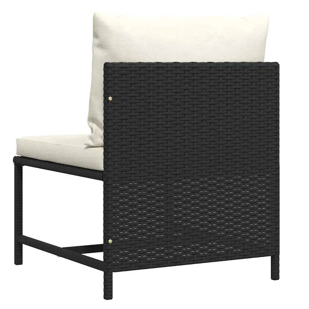Black Poly Rattan Sectional Middle Sofa