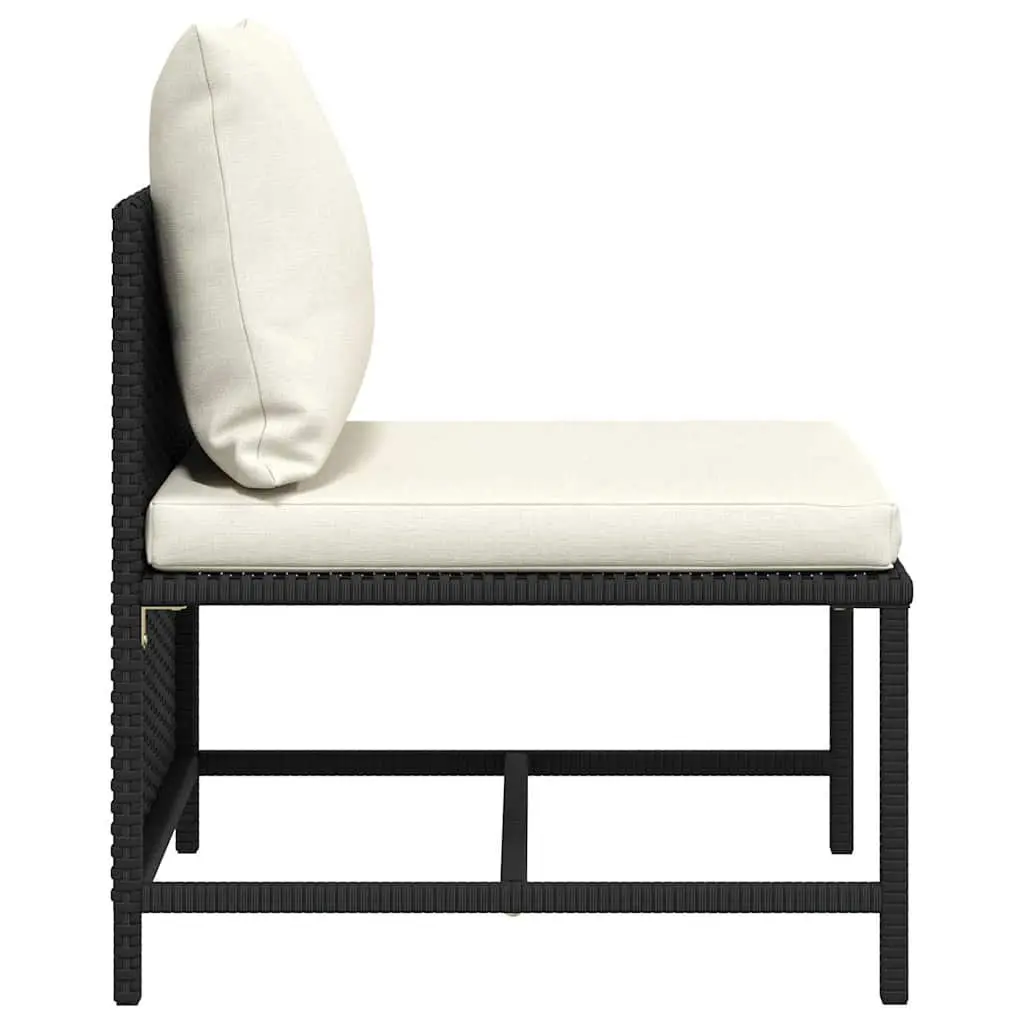 Black Poly Rattan Sectional Middle Sofa