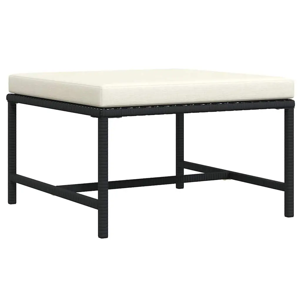 Outdoor Footrest Ottoman for Garden Black with Cushion