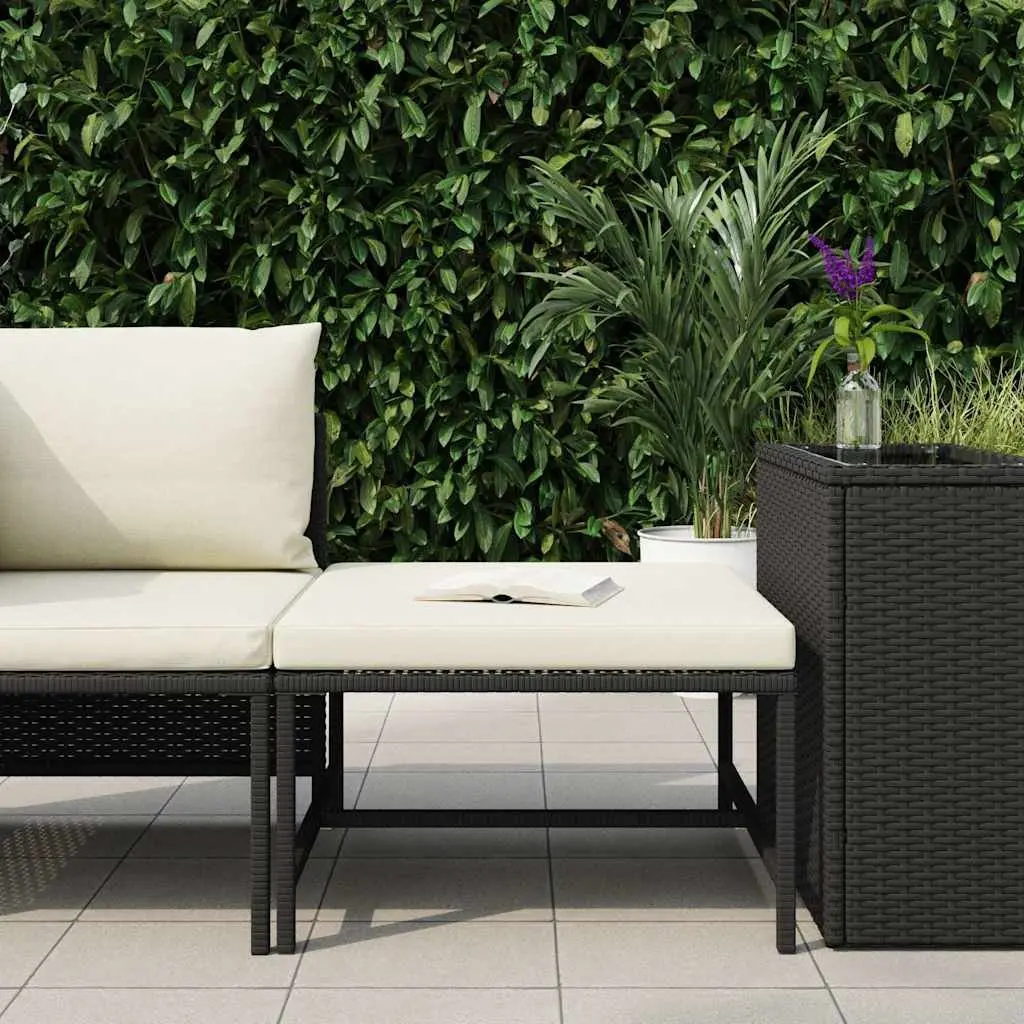Outdoor Footrest Ottoman for Garden Black with Cushion
