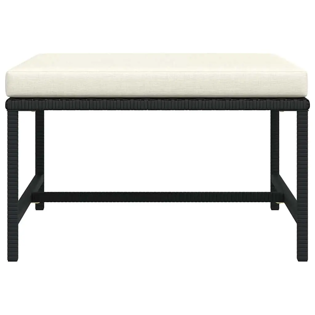 Outdoor Footrest Ottoman for Garden Black with Cushion