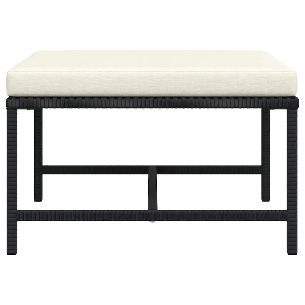 Outdoor Footrest Ottoman for Garden Black with Cushion