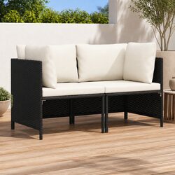 2-Seater Garden Sofa: PE Rattan, Steel Frame, Cushions