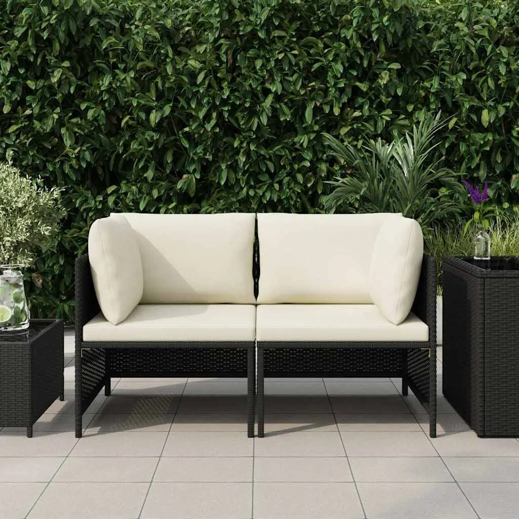2-Seater Garden Sofa Outdoor Patio Lounge PE Rattan Sectional with Cushions