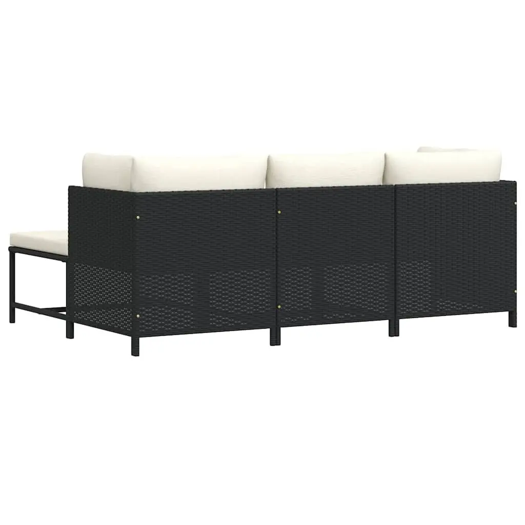 Outdoor Sofa Set 4-Piece Modular Black Poly Rattan