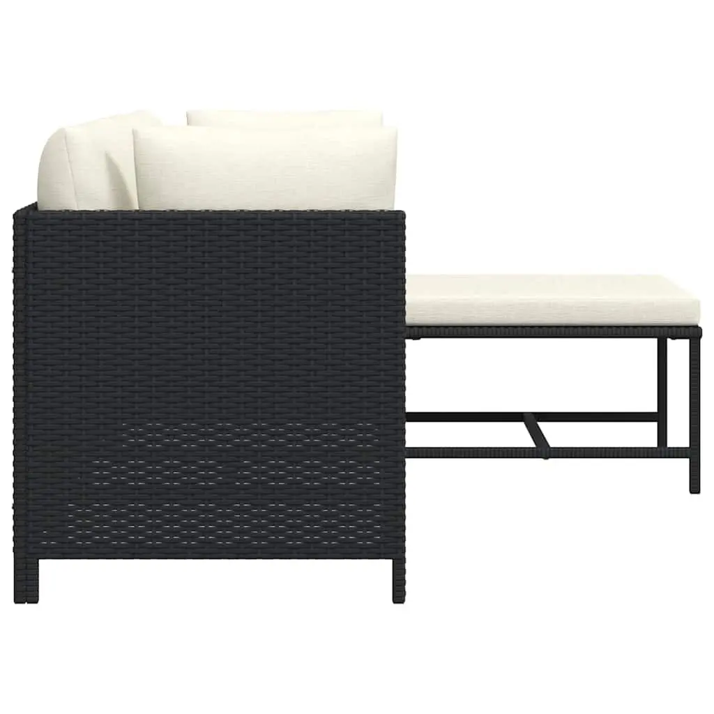 Outdoor Sofa Set 4-Piece Modular Black Poly Rattan
