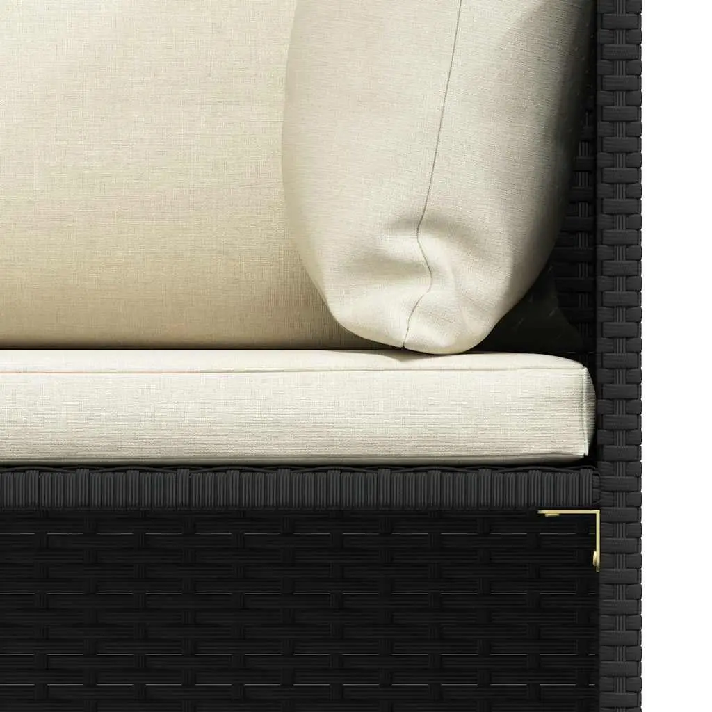 Outdoor Sectional Sofa Set for Patio Garden 4 Piece Black Poly Rattan with Cushions