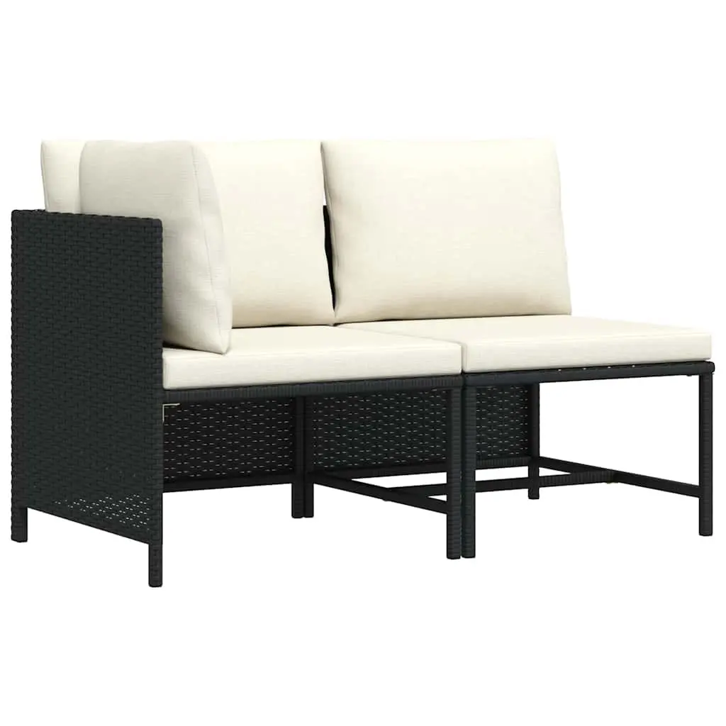 Black Rattan 2-Piece Garden Sofa Set
