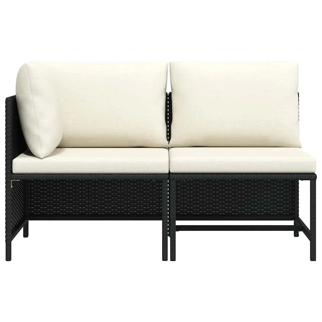 Black Rattan 2-Piece Garden Sofa Set