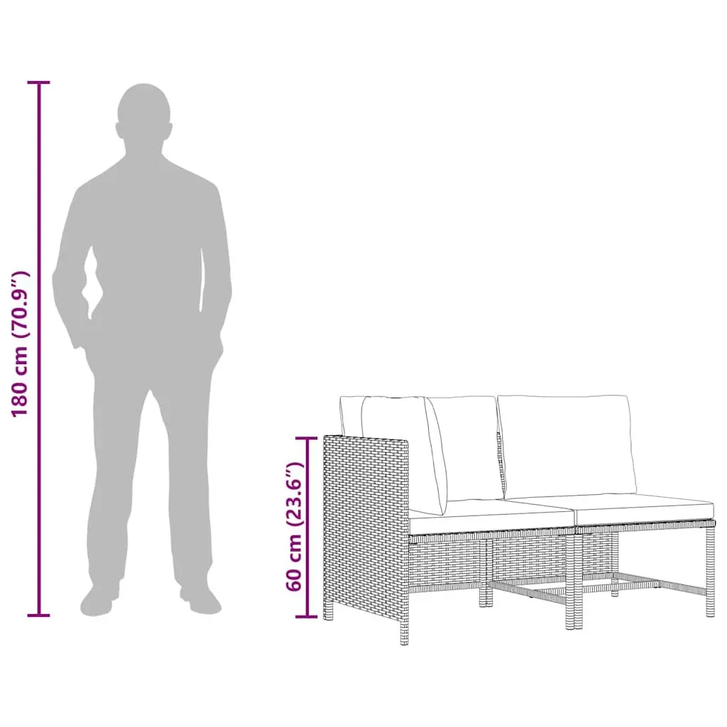 Black Rattan 2-Piece Garden Sofa Set