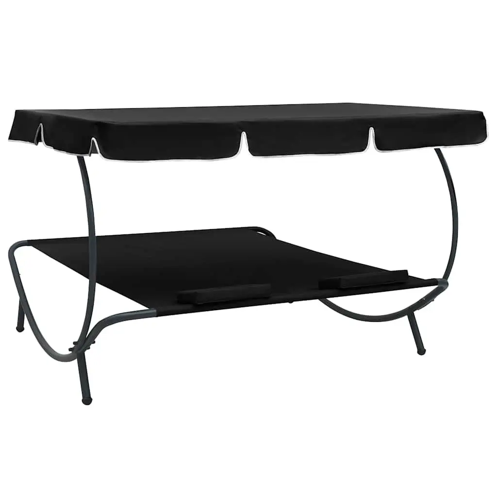 Double Canopy Outdoor Lounge Bed with Cushions