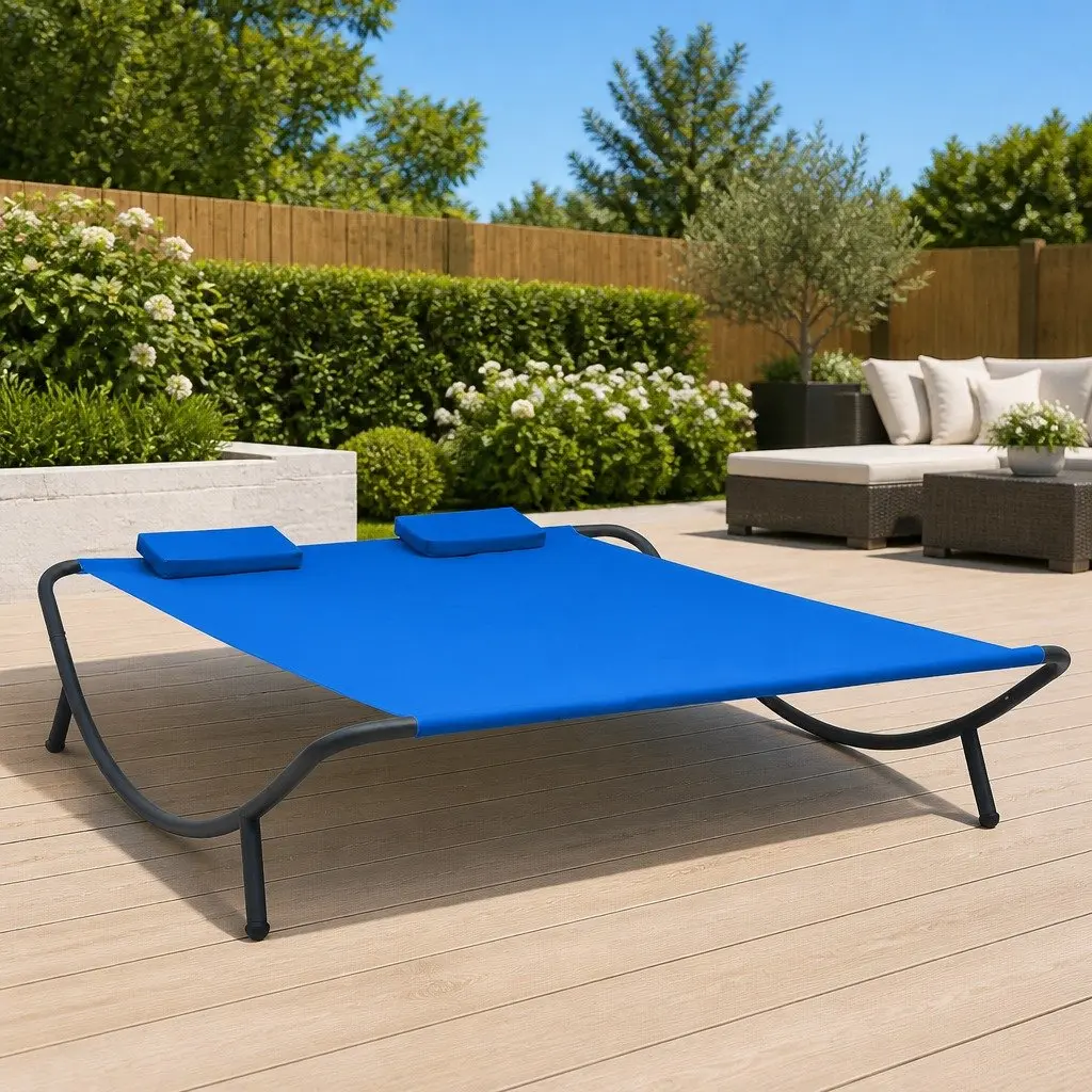 Blue Fabric Lounge Bed for Outdoors
