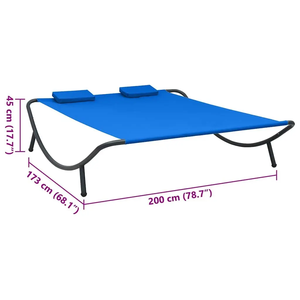 Outdoor Lounge Bed Blue Fabric Garden Patio Sun Bed