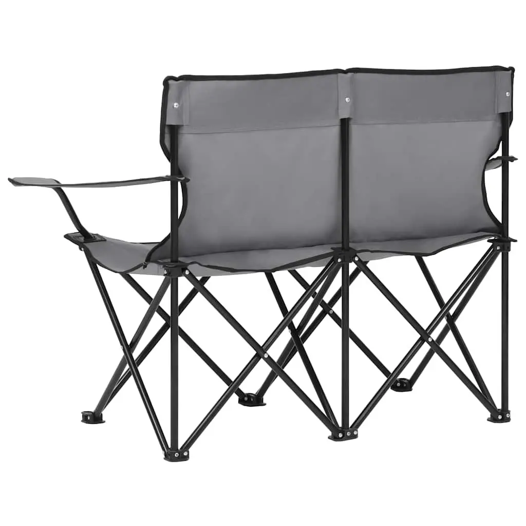 2-Seater Foldable Camping Chair in Grey