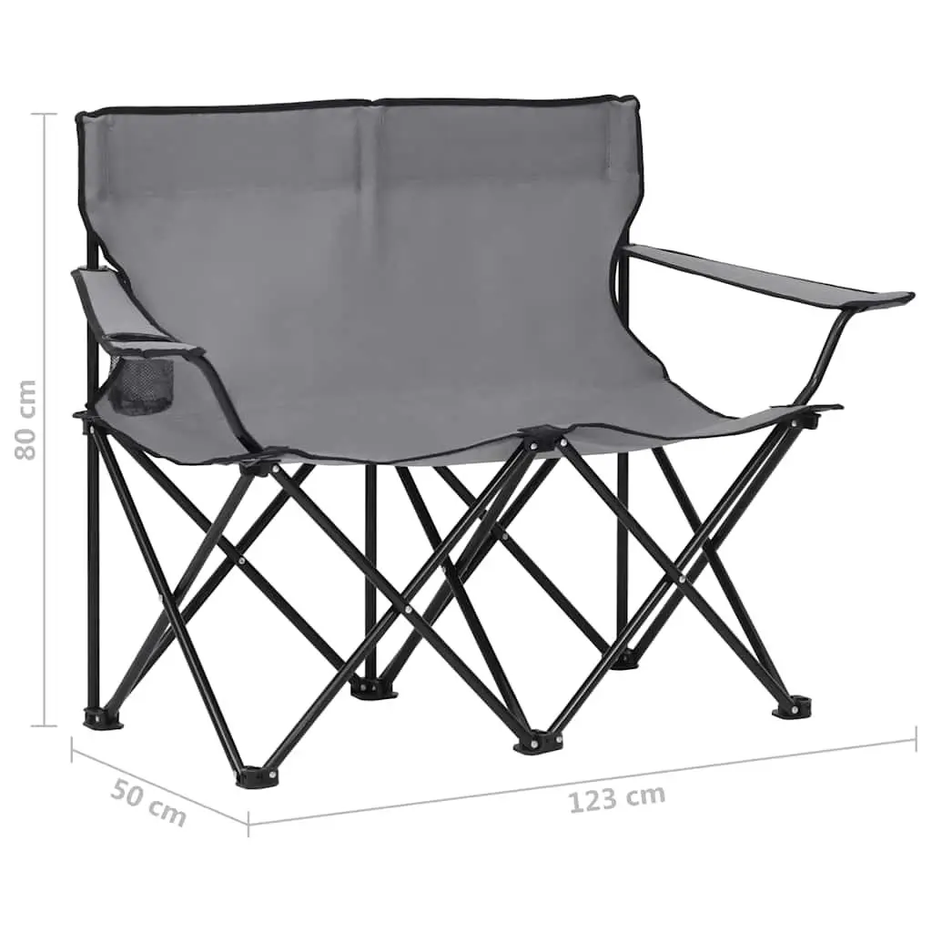 2-Seater Foldable Camping Chair in Grey