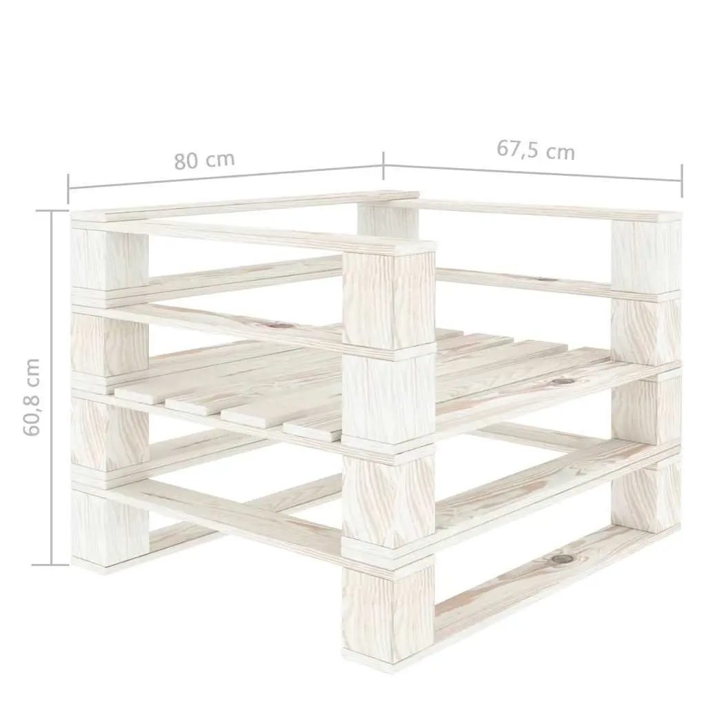 Garden Pallet Armchair Outdoor Patio Garden White Wood Rustic Seating