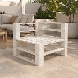 White Garden Pallet Corner Sofa Outdoor Seating Wooden Bench Patio Furniture