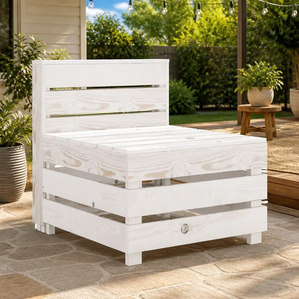 Garden Pallet Sofa Outdoor Patio Lounge Seat White Wood