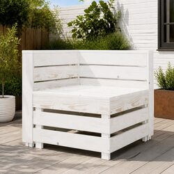 Garden Pallet Corner Sofa Specifications: White Wood Construction