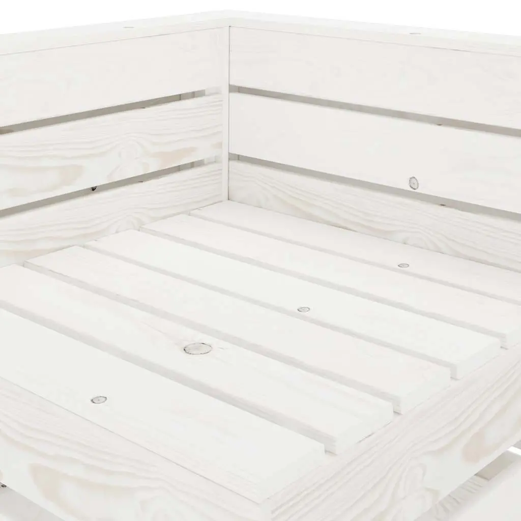 Garden Pallet Corner Sofa White Wood Outdoor Patio Rustic Seating Furniture