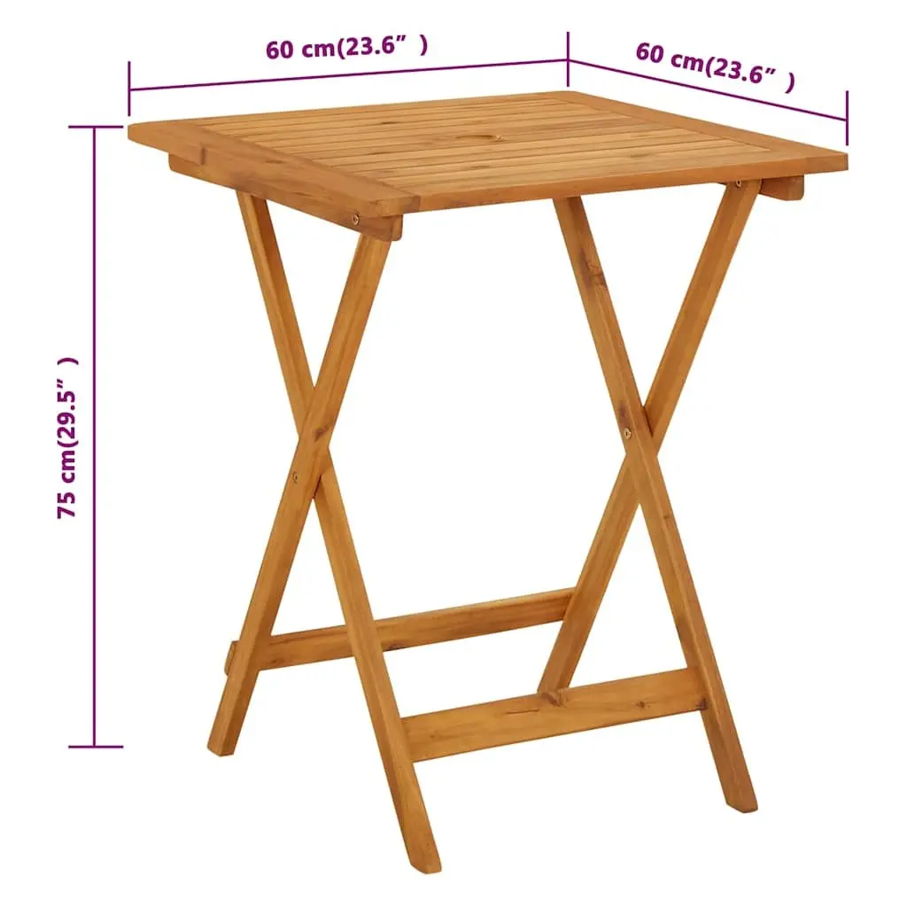Folding Garden Table 60x60x75 cm Outdoor Patio Dining Furniture Acacia Wood