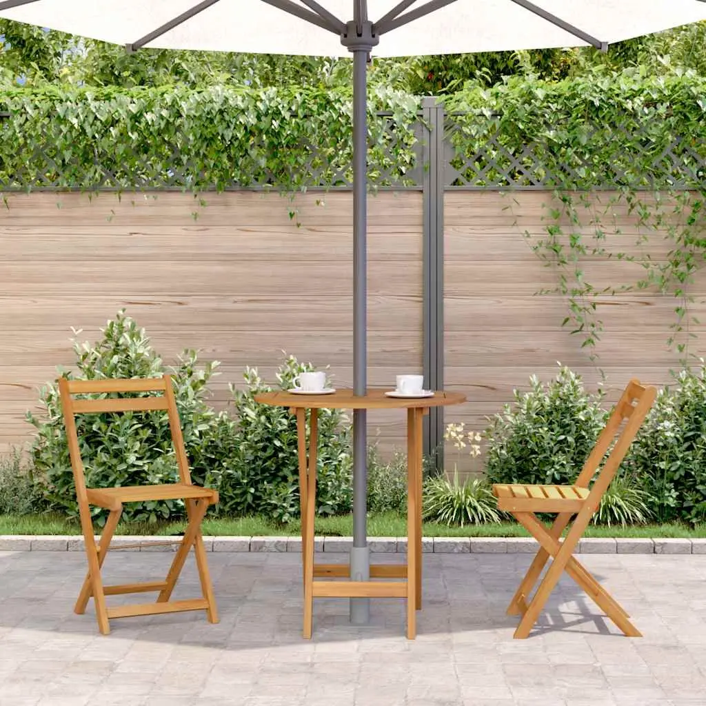 Folding Garden Table Outdoor Patio 70cm Brown Wooden Slatted