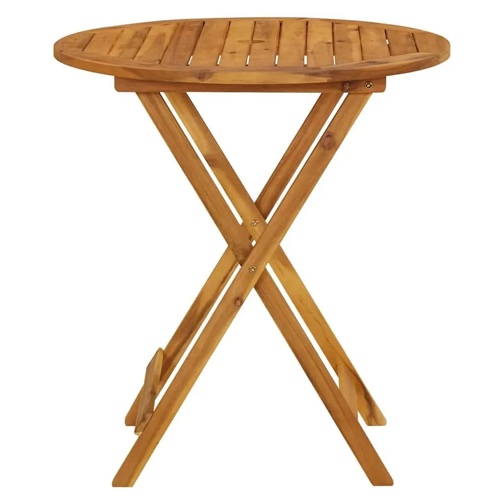 Folding Garden Table Outdoor Patio 70cm Brown Wooden Slatted