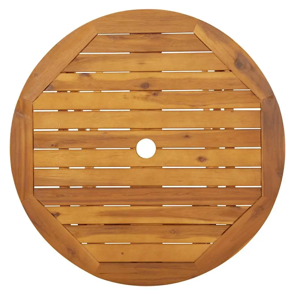 Folding Garden Table Outdoor Patio 70cm Brown Wooden Slatted