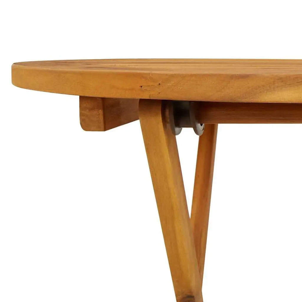 Folding Garden Table Outdoor Patio 70cm Brown Wooden Slatted