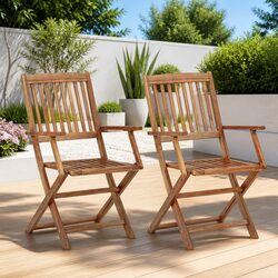 Folding Outdoor Chairs Set - 2 pcs, Acacia Wood