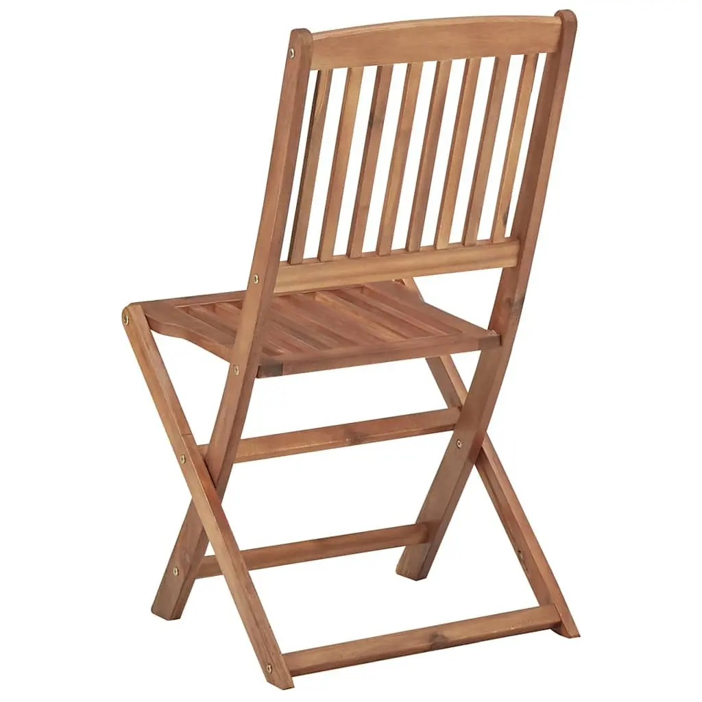 Folding Outdoor Chairs Set of 4 Garden Patio Dining Brown Acacia Wood Furniture
