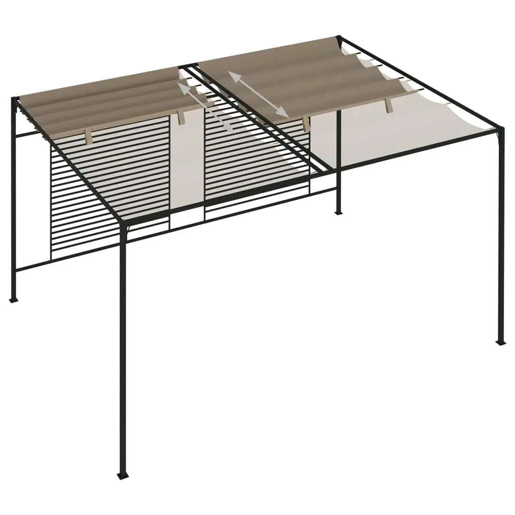 Outdoor Gazebo Canopy Retractable Roof 3x4m Taupe Iron Garden Shelter