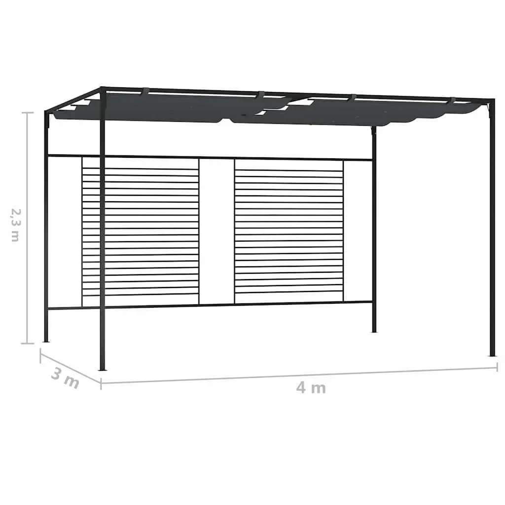 Gazebo Outdoor Use 4x3m Retractable Roof Canopy Shelter Anthracite