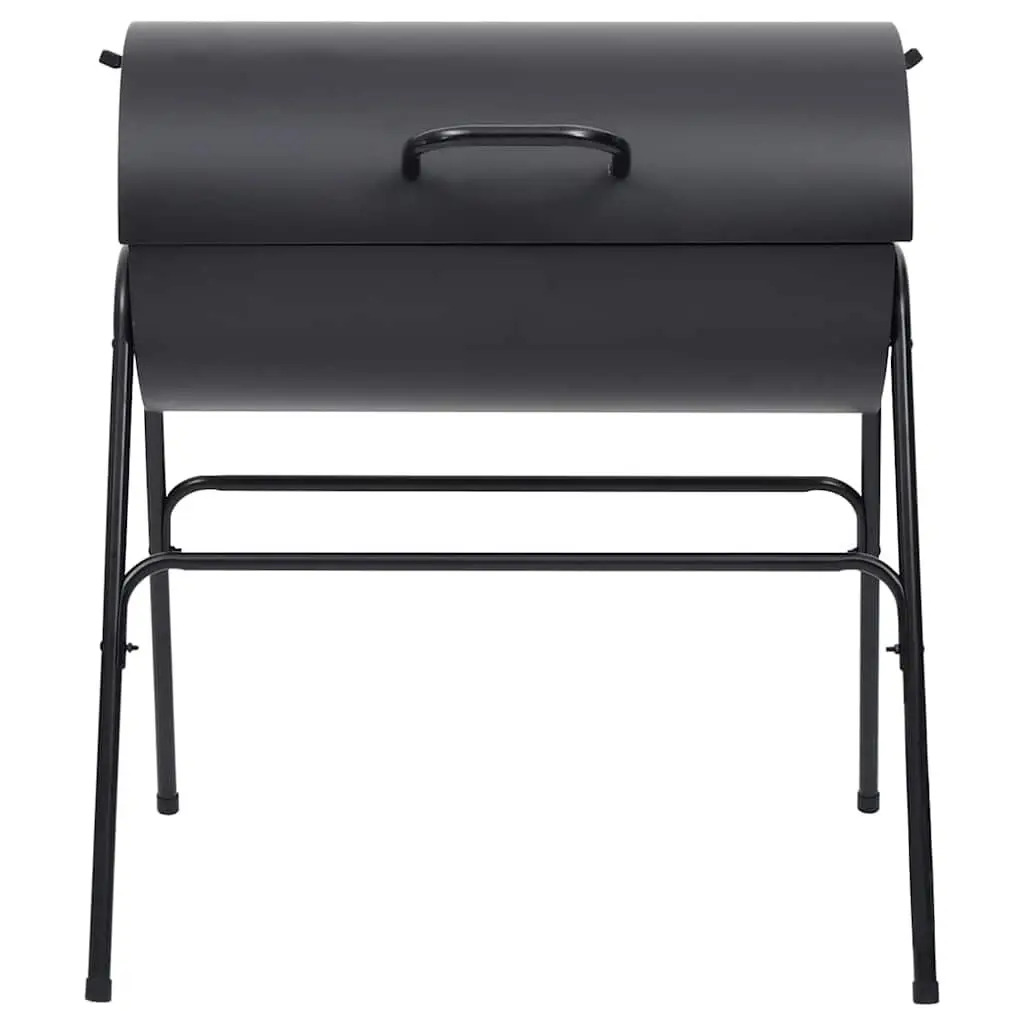Black Steel Heavy-Duty Barrel BBQ Grill with