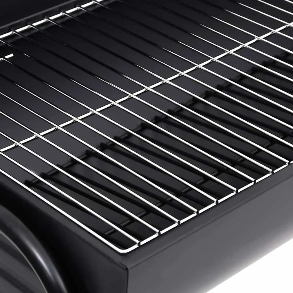 Black Steel Heavy-Duty Barrel BBQ Grill with