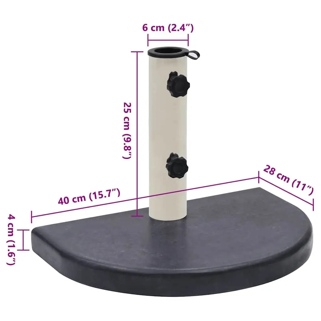 Half-Round Black Granite Umbrella Base