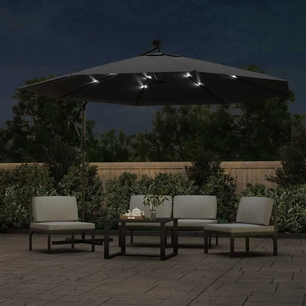 Cantilever Garden Parasol for Outdoor Use 350cm with Solar LED Lights