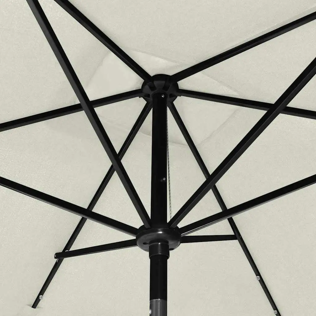 Garden Parasol Outdoor Use 2x3m Beige with LED Lights Steel Pole Crank Tilt
