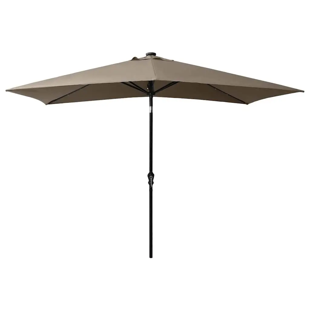 Garden Parasol Outdoor Use 2x3m Taupe with Solar LED Lights Steel Pole