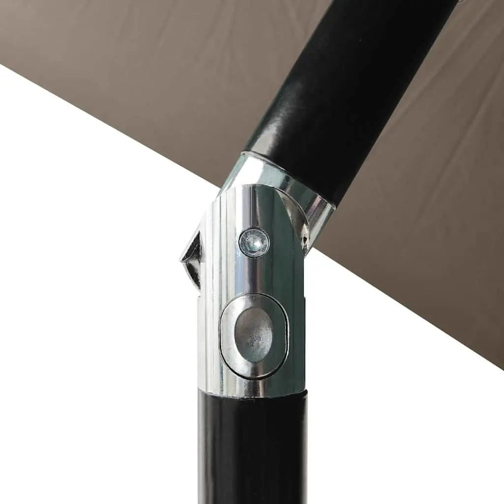 Garden Parasol Outdoor Use 2x3m Taupe with Solar LED Lights Steel Pole