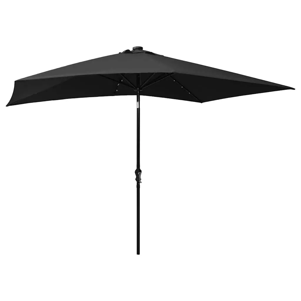 Garden Parasol for Patio 2x3m with Solar LED Lights Steel Pole Crank Tilt