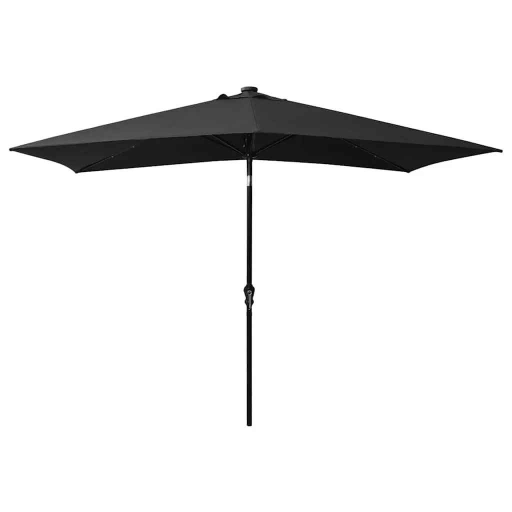 Garden Parasol for Patio 2x3m with Solar LED Lights Steel Pole Crank Tilt