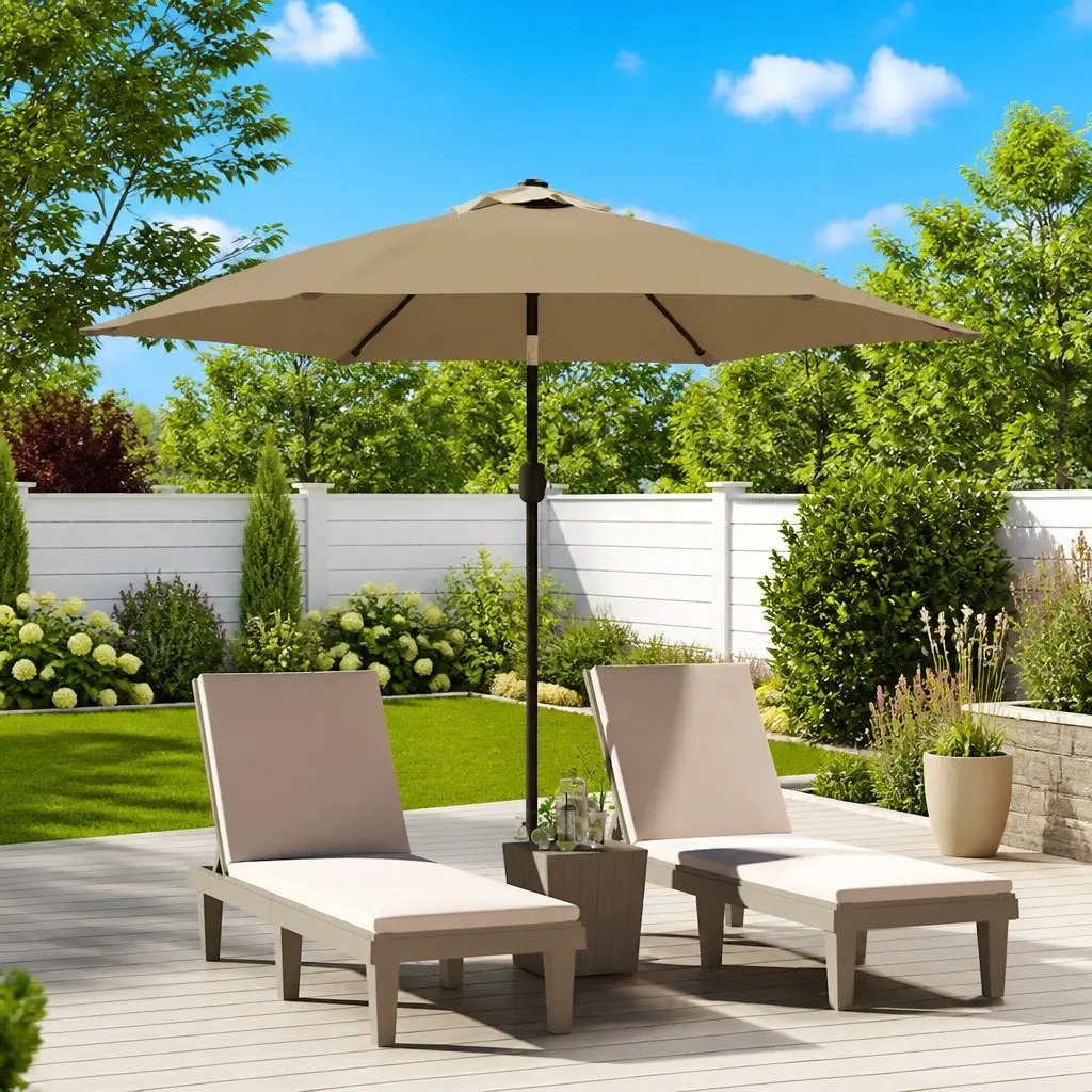 Replacement Parasol Fabric 300cm Outdoor Sunshade Cover Taupe UV Protection