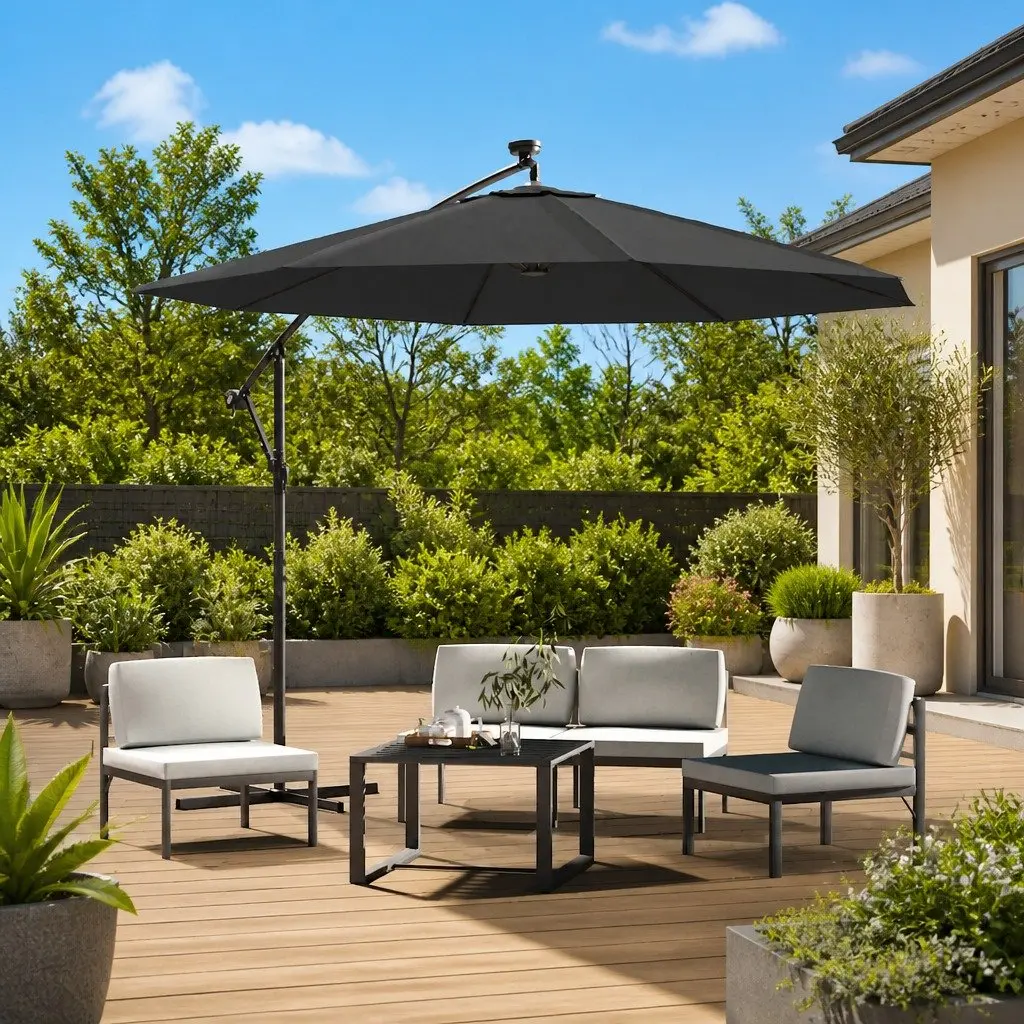 Replacement Fabric Parasol 300cm Anthracite UV Protective for Garden Use