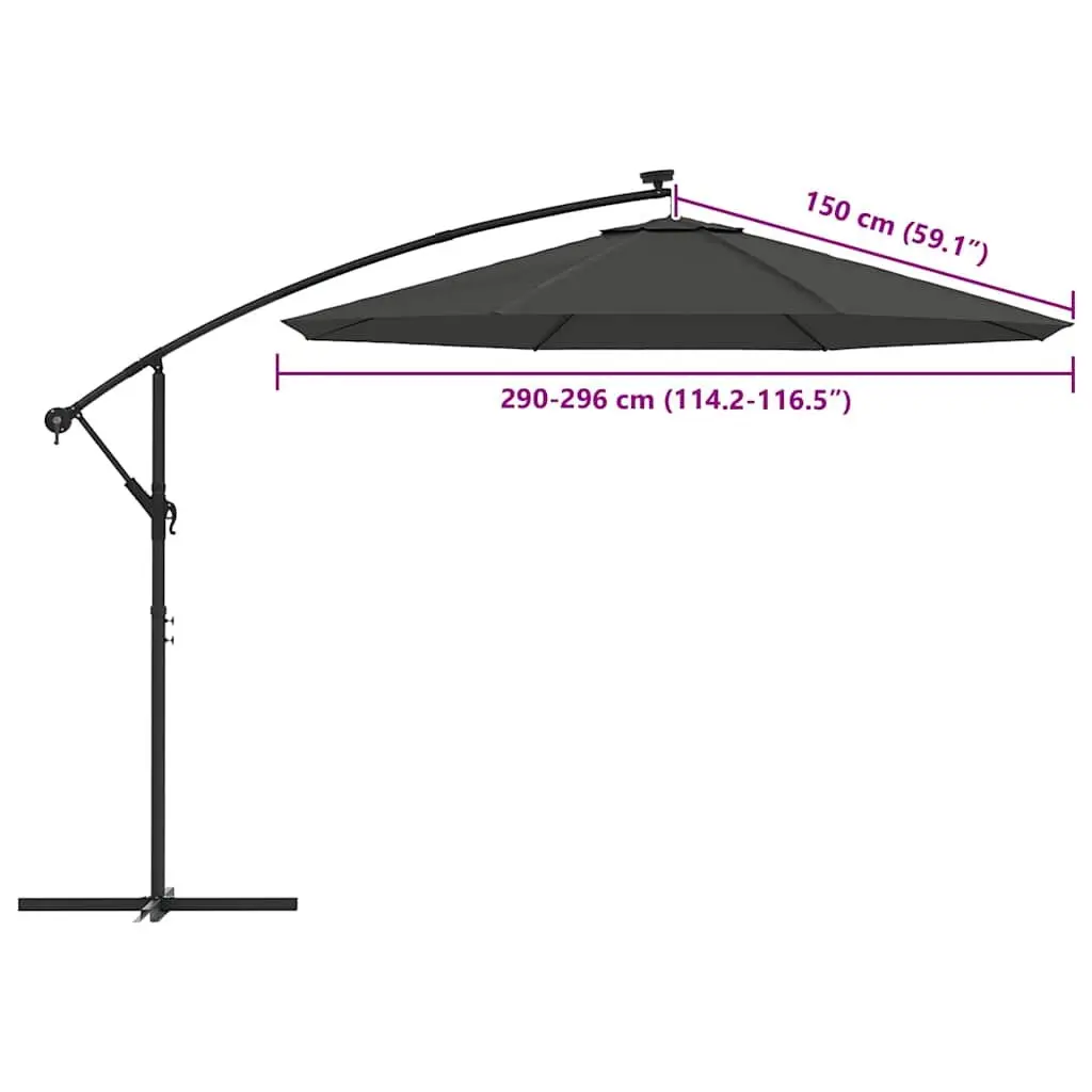 Replacement Fabric Parasol 300cm Anthracite UV Protective for Garden Use