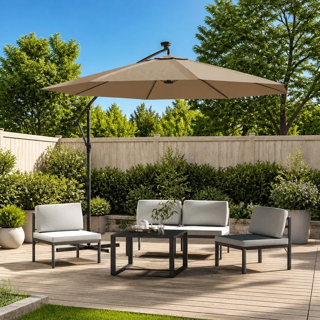 Replacement Fabric for Cantilever Umbrella Outdoor Use 300cm Taupe