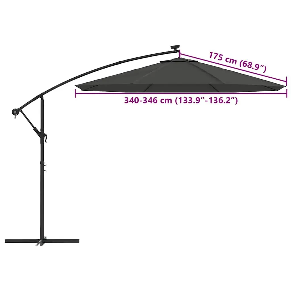 Replacement Cantilever Umbrella Fabric Anthracite 350cm Outdoor Parasol Cover