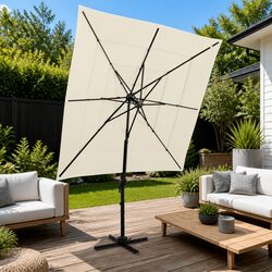 4-Tier Garden Parasol Outdoor Sunshade Patio Umbrella Crank Tilt Beige 250x250cm