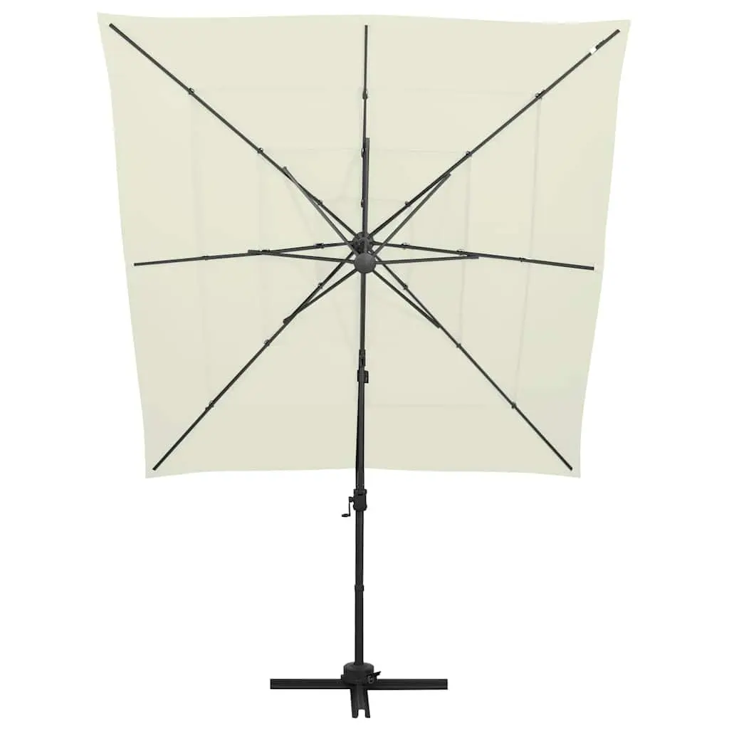 4-Tier Garden Parasol Outdoor Sunshade Patio Umbrella Crank Tilt Beige 250x250cm