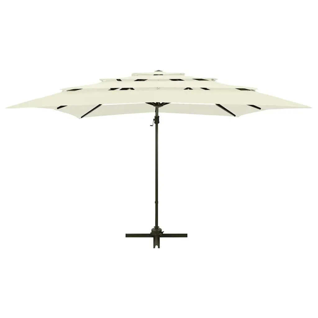 4-Tier Garden Parasol Outdoor Sunshade Patio Umbrella Crank Tilt Beige 250x250cm
